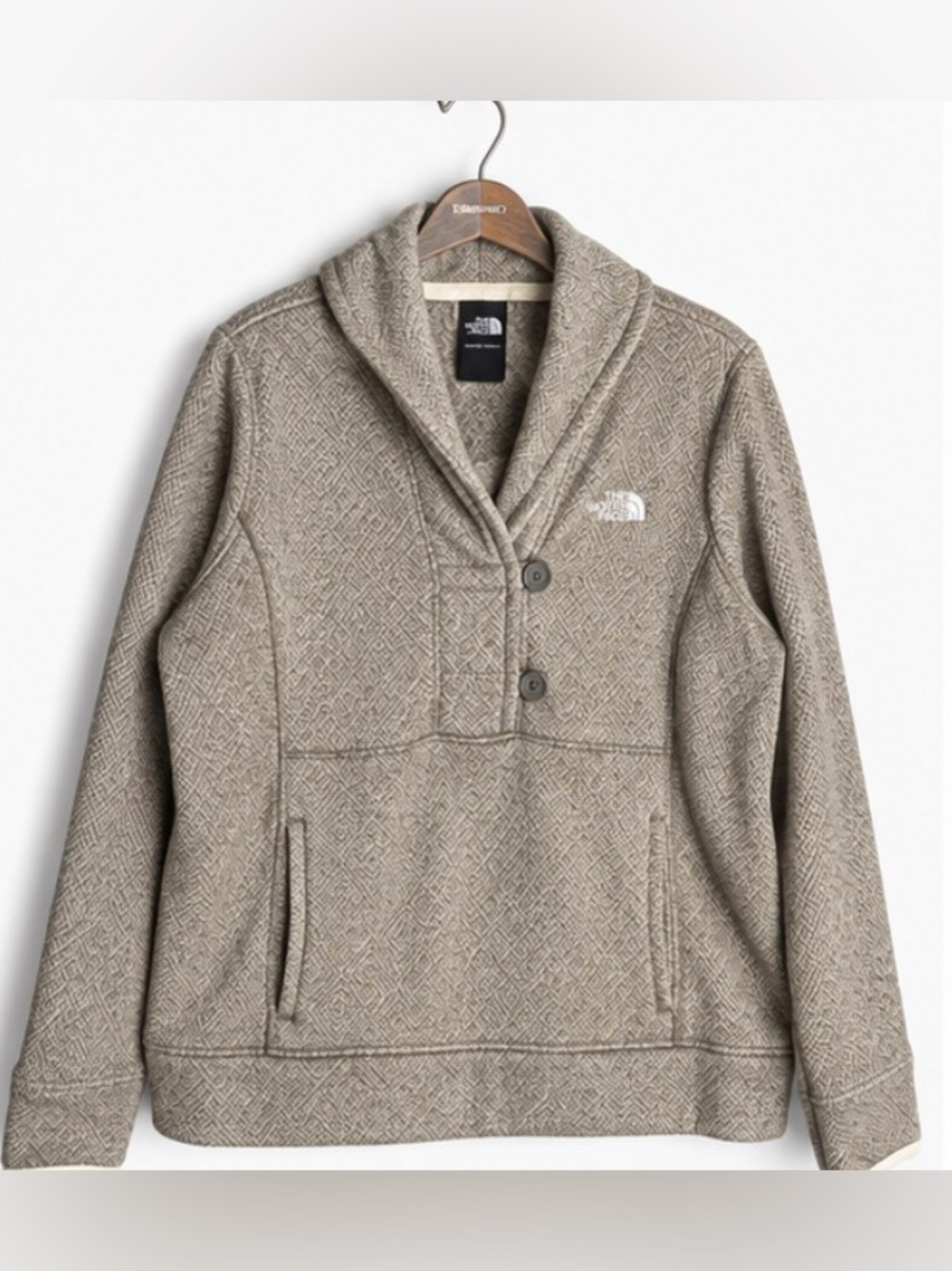 The North Face Crescent Ridge Womens L Heather Taupe Gray Fleece Pullover